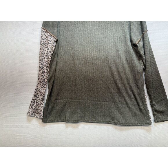 Bibi Women's Pullover Sweater Waffle Knit Size L Multi Patchwork Design Leopard - Picture 12 of 12